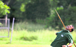 An athlete throws a javelin during the 43rd Life Insurance Corporation of India Zonal Athletics Meet at PAU