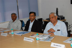 Senior officials during a meeting at the Guru Gobind Singh Refinery in Phulokhari, Bathinda