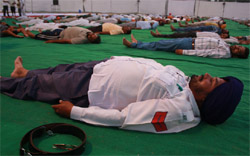 A yoga camp for police personnel in progress at Bathinda 