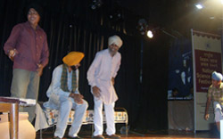 The students of Dasmesh Public School in Faridkot enacting a drama at the National Science Drama Festival in Kolkata.