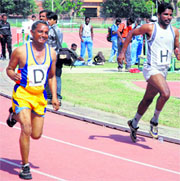 Participants during the BSNL athletics meet in Patiala on Friday.