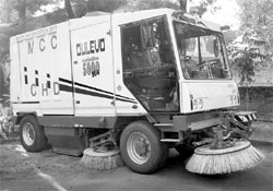 Mechanical sweeping machines parked at a fire station in Sector 32 in Chandigarh.