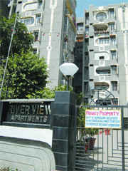 The building from which an ICAI official jumped to his death. Tribune photo