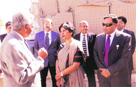 Foreign Secretary Nirupama Rao visits the Indian embassy in Kabul on Friday, a day after a powerful blast killed 17 persons outside its building.