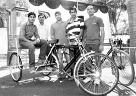 The re-designed rickshaw model launched by PEC students.