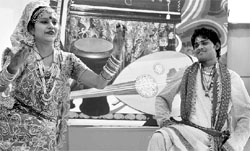 Gujarati artistes perform during the Saras fair in Ropar on Saturday.