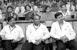 Participants at a one-day workshop on management organised at Gurukul Vidyapeeth, near Banur, on Saturday.