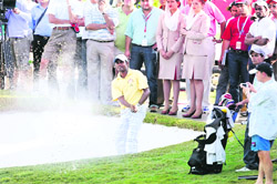 Indian golfer C. Muniyappa in action in Gurgaon 