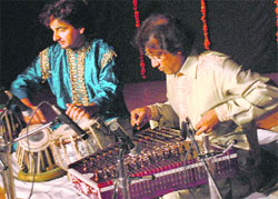 Kolkata-based young maestro Suddhashil Chatterjee performs at Pracheen Kala Kendra in Chandigarh on Sunday.