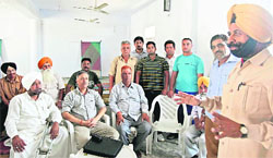 Members of the Chandigarh Sanjha Morcha attend a meeting at Khuda Ali Sher in Chandigarh on Sunday. 