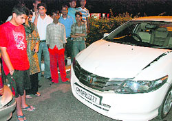 The car which met with an accident in Chandigarh on Sunday.