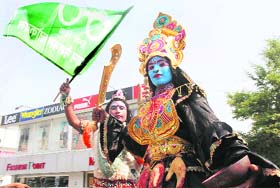 INLD supporters at a road show in Karnal