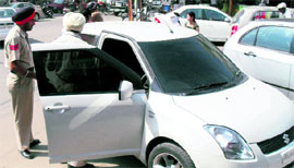 Car seized by the police in Ludhiana on Monday.