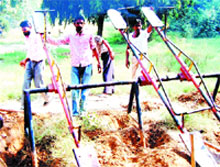 MC employees dig out seesaws installed in Children Park in Amritsar