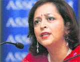 Assocham president Dr Swati Piramal addresses her first press conference in New Delhi on Tuesday.