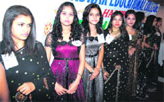 Students line up during a fashion show at HEC College, Haridwar