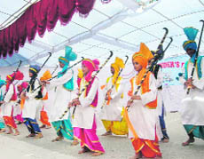 Students perform bhangra at the 52nd annual day celebrations of Dagshai Public School on Tuesday. 