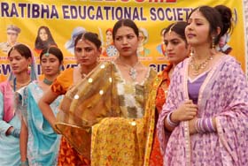 The students of Swami Vivekanand Institute showcase phulkari works in Bathinda