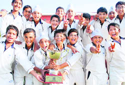 YPS Patiala after winning the All-India IPSC U-14 Boys Cricket Tournament in Mohali on Wednesday. 