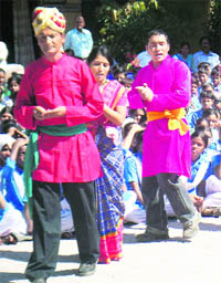 A street play being performed at the Government Inter-College, Khurbara, in Dehradun on Wednesday.