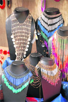 Natural neckpieces: Paper necklaces in bright hues.