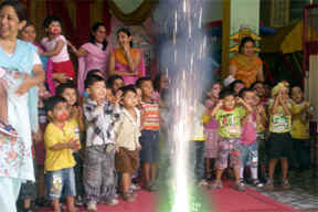 Tiny tots of a school celebrating Diwali in Bathinda on Thursday.