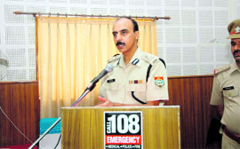 MA Ganapathy, IGP, Garhwal Range, addresses a function to mark an agreement between the police and the Emergency Management and Research Institute in Dehradun on Thursday.