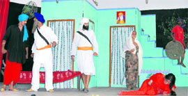 Students of GNN College, Doraha, stage a play Ishq Baaj Namaaz Da Haj Nahi at Sanatan Dharam college in Ludhiana on Thursday.