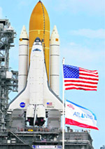 Space shuttle Atlantis nears the end of a nearly six-hour journey to Pad 39A at the Kennedy Space Center in Cape Canaveral on Wednesday. Atlantis, targeted for a November 12 launch and The mission will feature three spacewalks