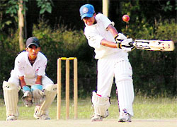A match in progress during the Blessed Edmund Rice Cricket Tournament at the St Johns High School in Sector 26, Chandigarh, on Sunday.