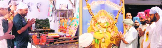Workers pay obesience to Lord Vishwakarma on Vishwakarma Day at Ludhiana