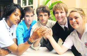 From left: Kaylin Oakes (South Africa), Elias (Germany), Thomas Yeats (Australia), Will Ellet (Australia) and Courtney (South Africa), students who are on an exchange programme of Vivek High School in Chandigarh.