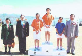 The winners of the Annual Sports Day of Mussoorie International School with IGP, ITBP, VK Dandona (extreme right)