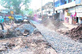 A road getting ready in Haridwar for the Maha Kumbh