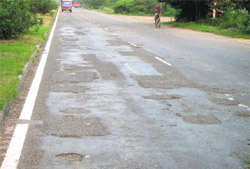 Temporary patch work being carried out on the NH-1.