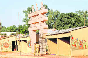 Preparations are in full swing at Kalagram in Mani Majra on Tuesday.