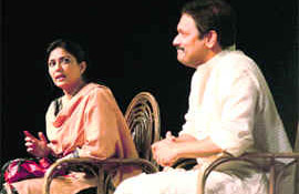 Hindi play Humsafar being staged at Tagore Theatre on Tuesday. 
