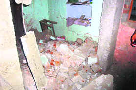 The debris at the blast site.