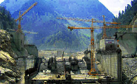 The 1,000-MW Karcham Wangtoo hydroelectric project underconstruction in Kinnaur.