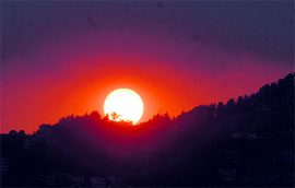 A view of sunset at Shimla.