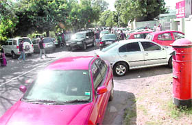 Vehicles wrongly parked on the road in front of DAV College, Sector 10, Chandigarh, on Wednesday.