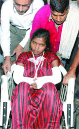 An injured passenger of the Mewar Express