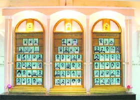Pictures of 81 martyrs put up in a single window in Ludhiana