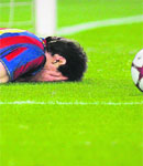 Barcelonas Lionel Messi reacts after missing a scoring opportunity against Rubin Kazan in Barcelona on Tuesday.