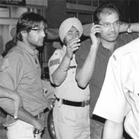 The accused being taken for a medical examination at the Phase VI Civil Hospital in Mohali on Thursday.