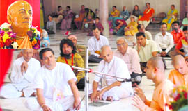 A discourse in progress at Hare Krishna Dham, Sector 36, Chandigarh, on Thursday.