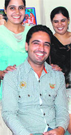 Gurjinder Singh, who won the Rs 1-crore jackpot, in Chandigarh on Thursday.