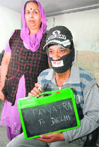 Tajindra Virck with his wife Charanjit Kaur in Chandigarh on Saturday.