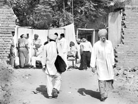 The wall of a school, which was partially demolished in view of the Punjab Chief Minister’s security during his Banur visit for sangat darshan.