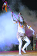 An artiste performs a folk dance at Kalagram, Chandigarh, on Saturday.